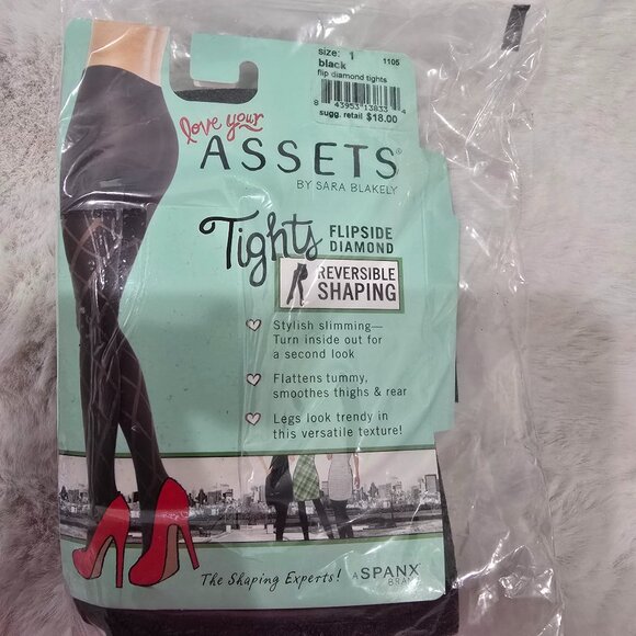 Love Your Assets SPANX Tights Flipside Diamond Shaping Sizes Black NEW 1105 - Picture 1 of 15